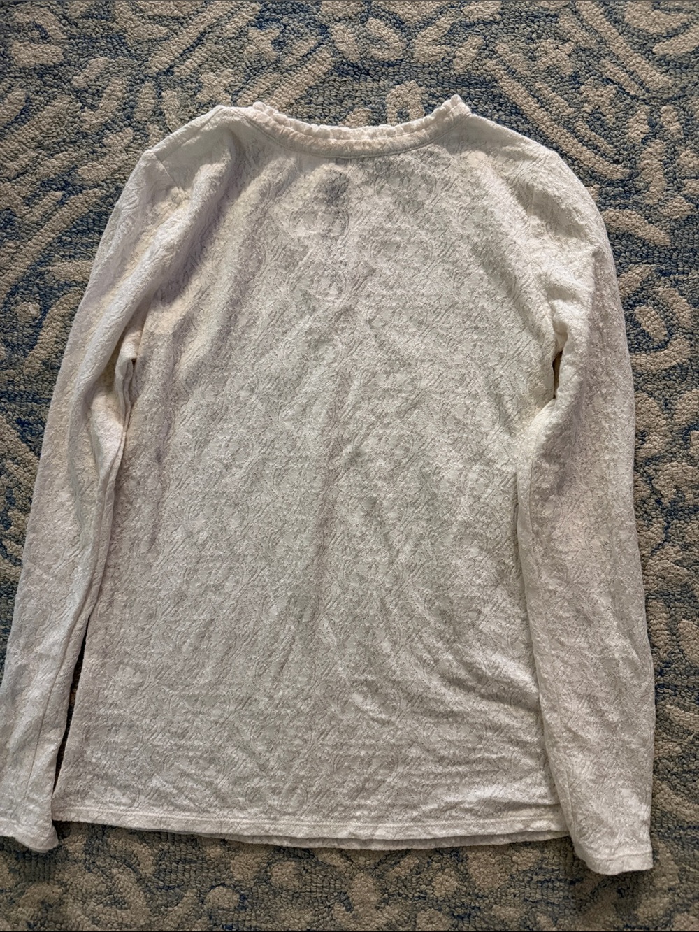 LOFT White Textured Crewneck long sleeve top.